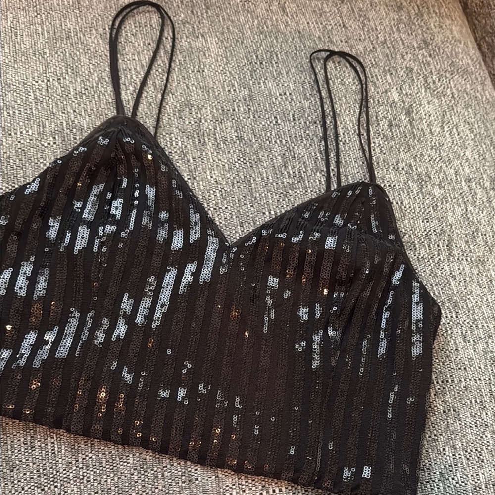 Guess Black Sequin Camisole Top